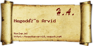 Hegedűs Arvid névjegykártya